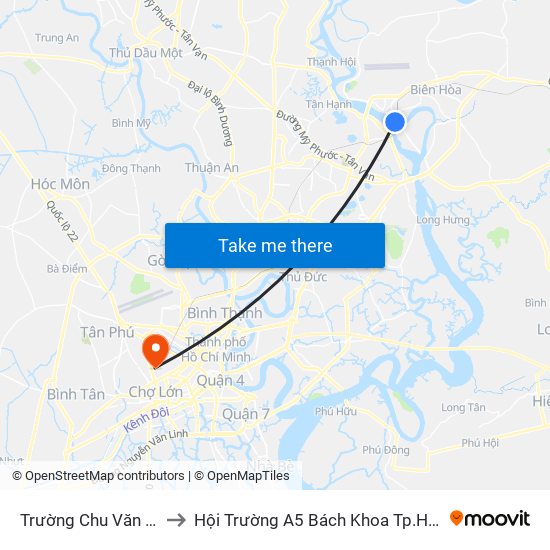 Trường Chu Văn An to Hội Trường A5 Bách Khoa Tp.HCM map