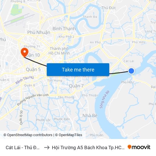 Cát Lái - Thủ Đức to Hội Trường A5 Bách Khoa Tp.HCM map