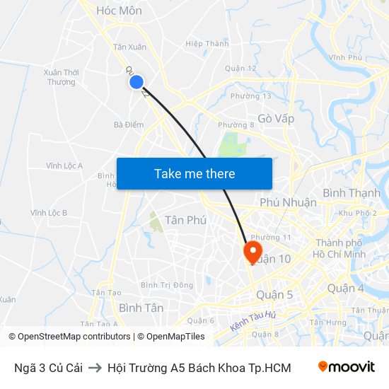 Ngã 3 Củ Cải to Hội Trường A5 Bách Khoa Tp.HCM map