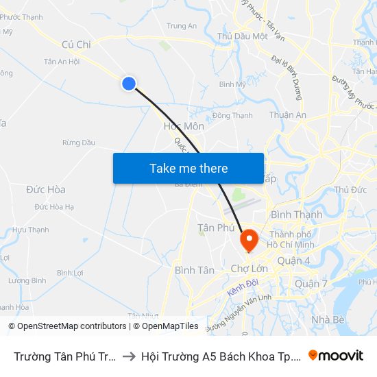 Trường Tân Phú Trung to Hội Trường A5 Bách Khoa Tp.HCM map