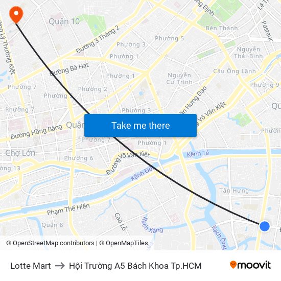 Lotte Mart to Hội Trường A5 Bách Khoa Tp.HCM map