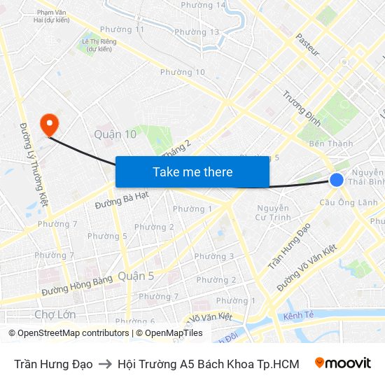 Trần Hưng Đạo to Hội Trường A5 Bách Khoa Tp.HCM map