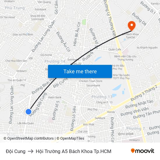 Đội Cung to Hội Trường A5 Bách Khoa Tp.HCM map