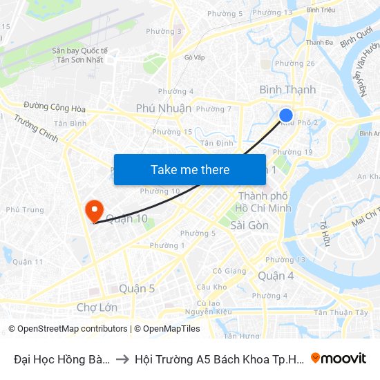 Đại Học Hồng Bàng to Hội Trường A5 Bách Khoa Tp.HCM map