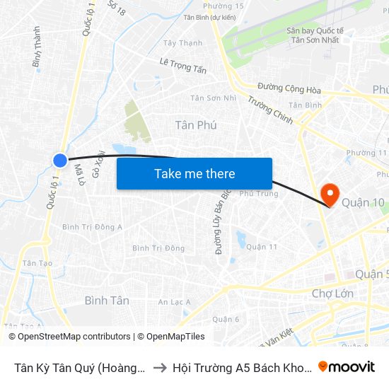 Tân Kỳ Tân Quý (Hoàng Gia Phát) to Hội Trường A5 Bách Khoa Tp.HCM map