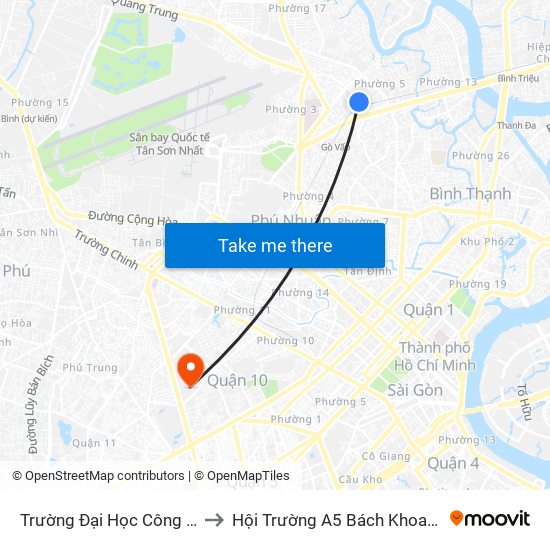 Trường Đại Học Công Nghiệp to Hội Trường A5 Bách Khoa Tp.HCM map