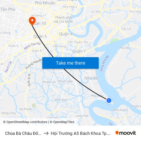 Chùa Bà Châu Đốc 2 to Hội Trường A5 Bách Khoa Tp.HCM map