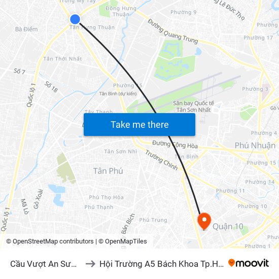 Cầu Vượt An Sương to Hội Trường A5 Bách Khoa Tp.HCM map