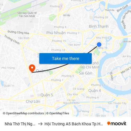 Nhà Thờ Thị Nghè to Hội Trường A5 Bách Khoa Tp.HCM map