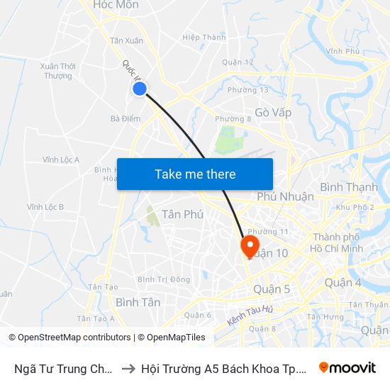 Ngã Tư Trung Chánh to Hội Trường A5 Bách Khoa Tp.HCM map