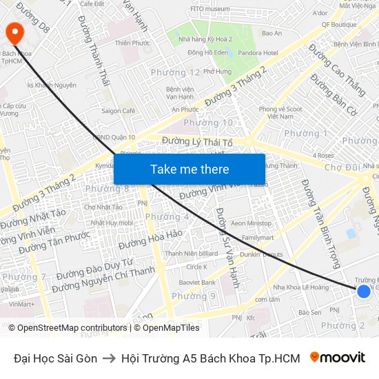 Đại Học Sài Gòn to Hội Trường A5 Bách Khoa Tp.HCM map