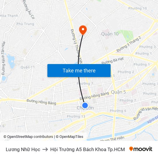 Lương Nhữ Học to Hội Trường A5 Bách Khoa Tp.HCM map