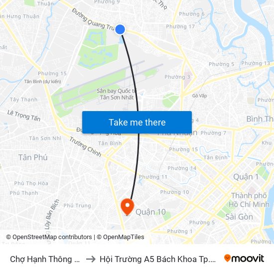 Chợ Hạnh Thông Tây to Hội Trường A5 Bách Khoa Tp.HCM map