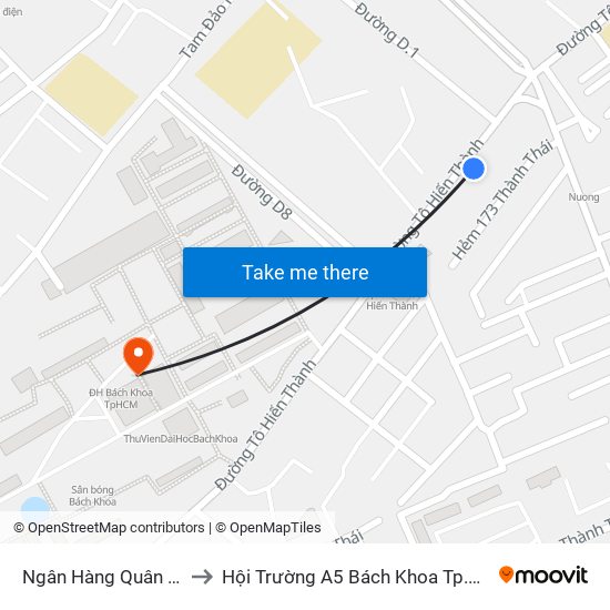 Ngân Hàng Quân Đội to Hội Trường A5 Bách Khoa Tp.HCM map