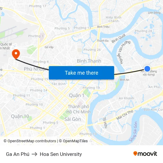 Ga An Phú to Hoa Sen University map