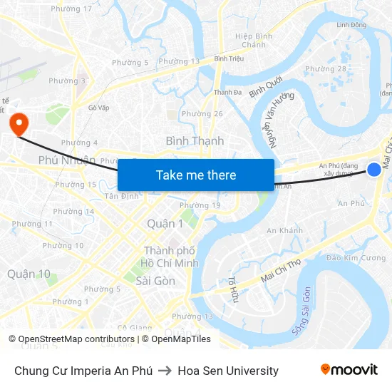 Chung Cư Imperia An Phú to Hoa Sen University map