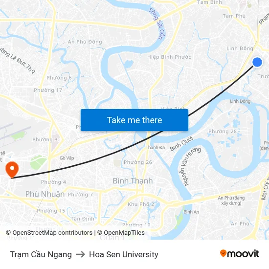 Trạm Cầu Ngang to Hoa Sen University map