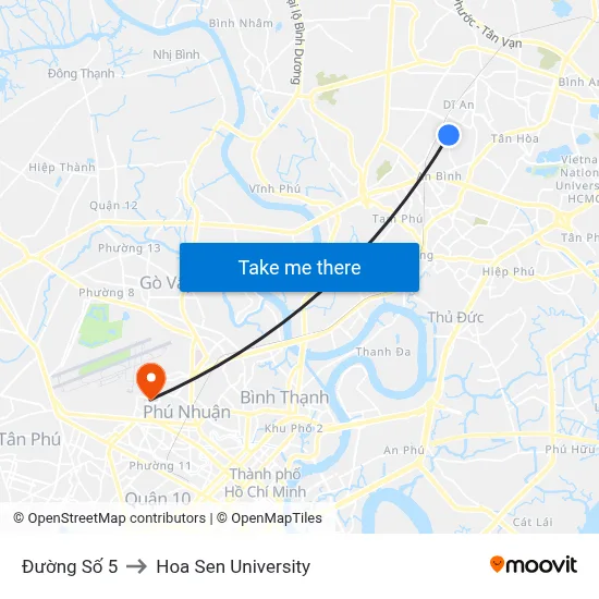 Đường Số 5 to Hoa Sen University map