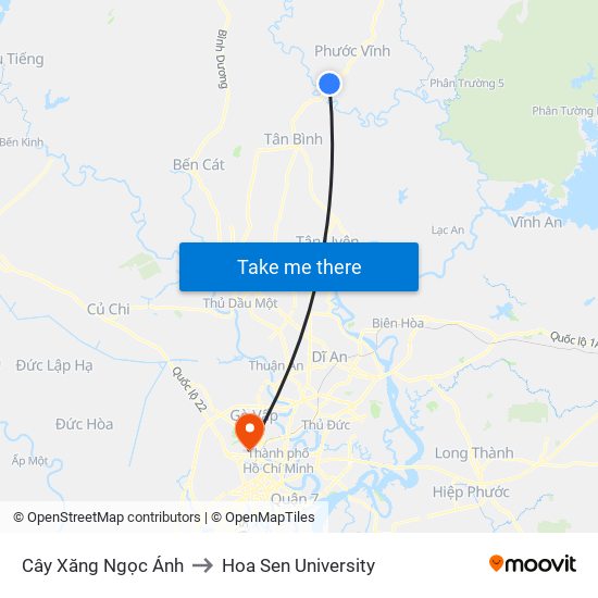 Cây Xăng Ngọc Ánh to Hoa Sen University map