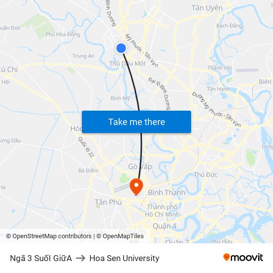 Ngã 3 SuốI GiữA to Hoa Sen University map