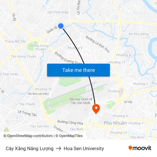 Cây Xăng Năng Lượng to Hoa Sen University map