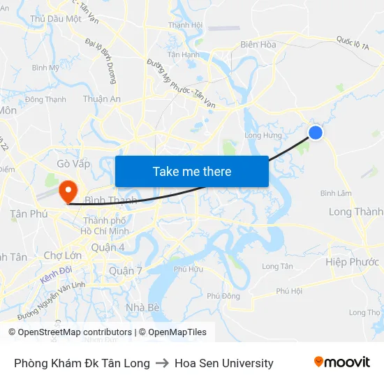 Phòng Khám Đk Tân Long to Hoa Sen University map