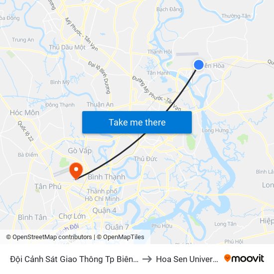 Đội Cảnh Sát Giao Thông Tp Biên Hòa to Hoa Sen University map