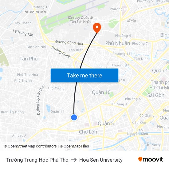 Trường Trung Học Phú Thọ to Hoa Sen University map