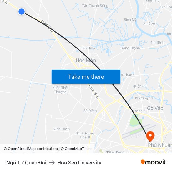 Ngã Tư Quán Đôi to Hoa Sen University map