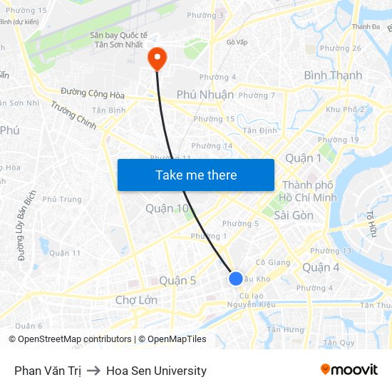 Phan Văn Trị to Hoa Sen University map