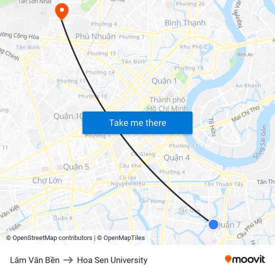 Lâm Văn Bền to Hoa Sen University map