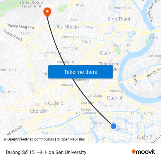 Đường Số 15 to Hoa Sen University map