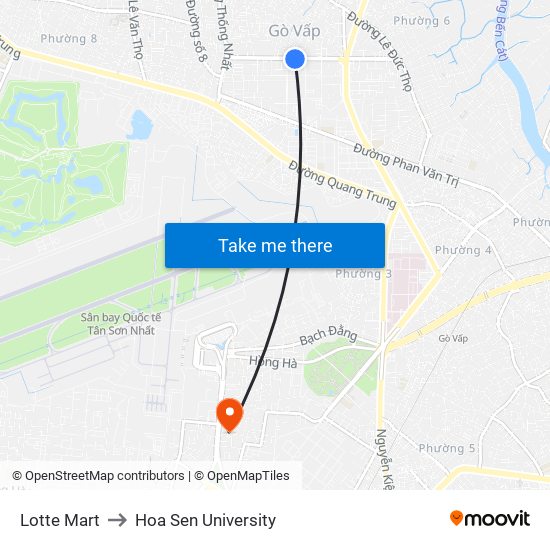 Lotte Mart to Hoa Sen University map