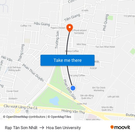 Rạp Tân Sơn Nhất to Hoa Sen University map