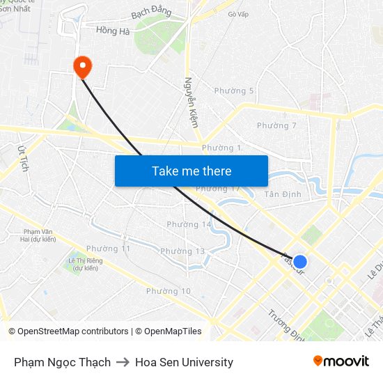 Phạm Ngọc Thạch to Hoa Sen University map