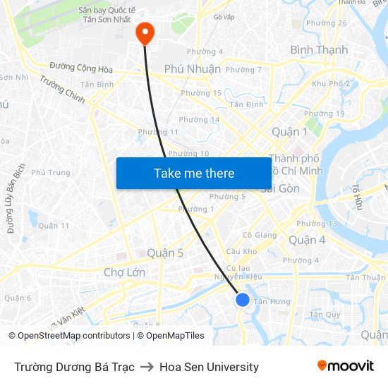 Trường Dương Bá Trạc to Hoa Sen University map