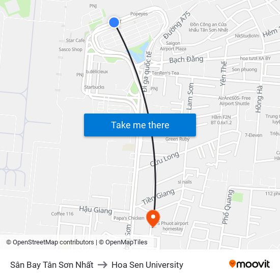 Sân Bay Tân Sơn Nhất to Hoa Sen University map