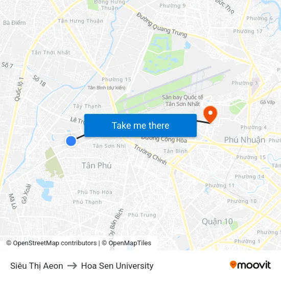 Siêu Thị Aeon to Hoa Sen University map