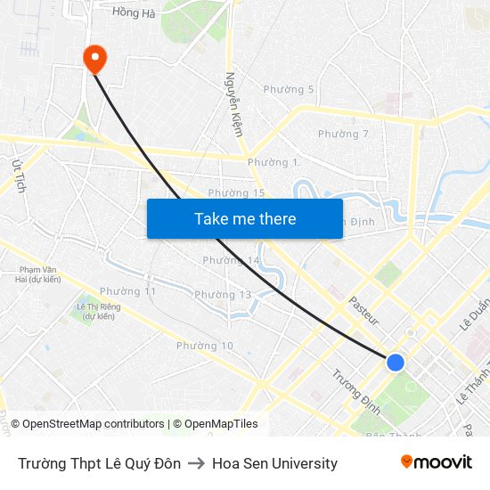 Trường Thpt Lê Quý Đôn to Hoa Sen University map