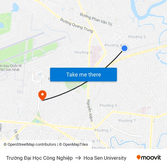 Trường Đại Học Công Nghiệp to Hoa Sen University map