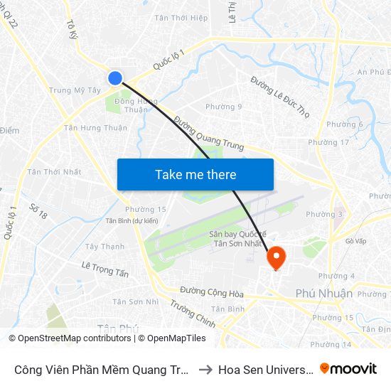 Công Viên Phần Mềm Quang Trung to Hoa Sen University map