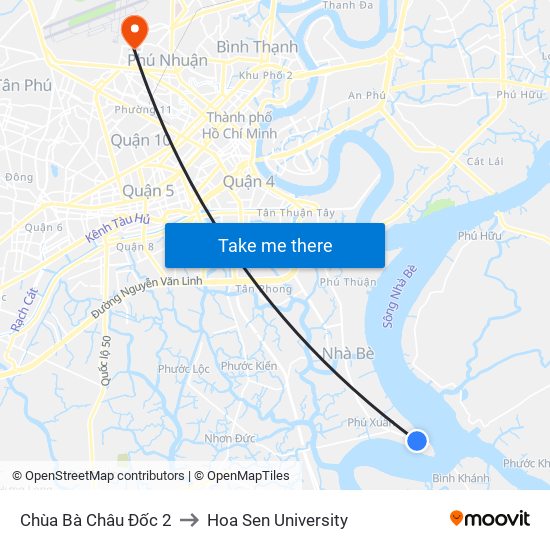 Chùa Bà Châu Đốc 2 to Hoa Sen University map