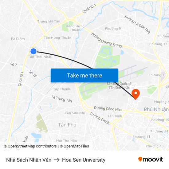 Nhà Sách Nhân Văn to Hoa Sen University map