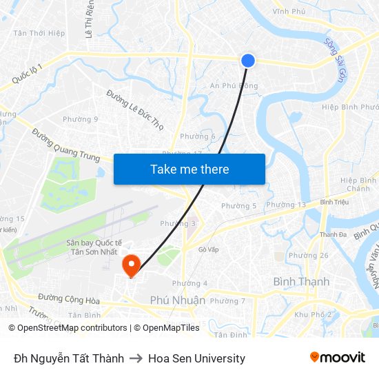 Đh Nguyễn Tất Thành to Hoa Sen University map