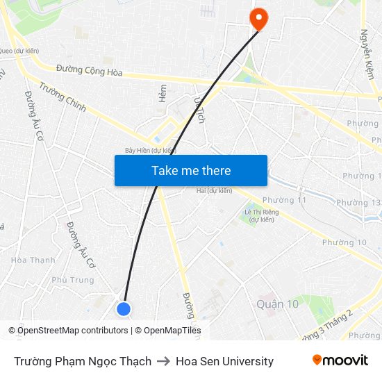 Trường Phạm Ngọc Thạch to Hoa Sen University map