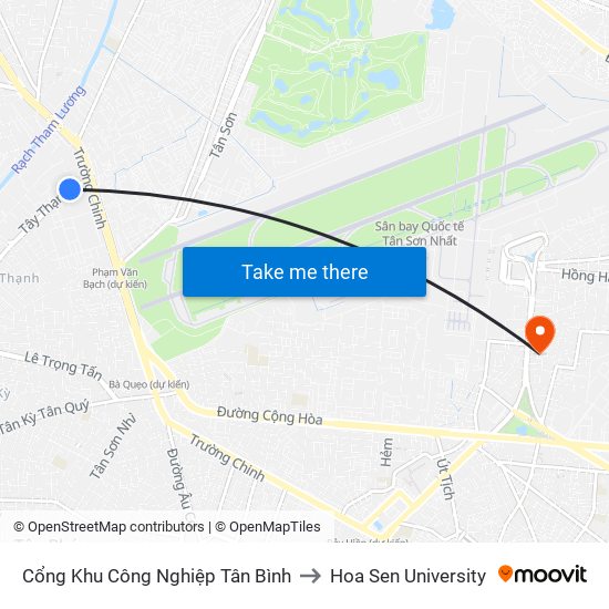 Cổng Khu Công Nghiệp Tân Bình to Hoa Sen University map