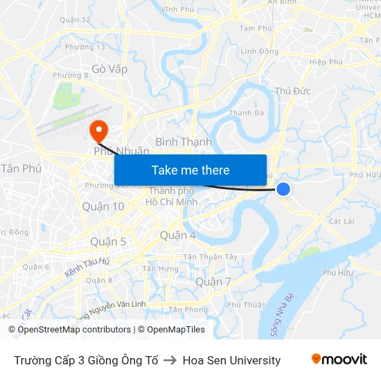 Trường Cấp 3 Giồng Ông Tố to Hoa Sen University map