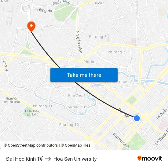 Đại Học Kinh Tế to Hoa Sen University map