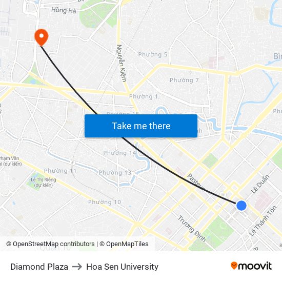 Diamond Plaza to Hoa Sen University map