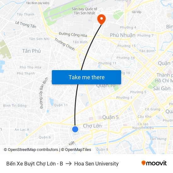 Bến Xe Buýt Chợ Lớn - B to Hoa Sen University map